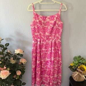 Pink Vintage Floral Sleeveless Dress